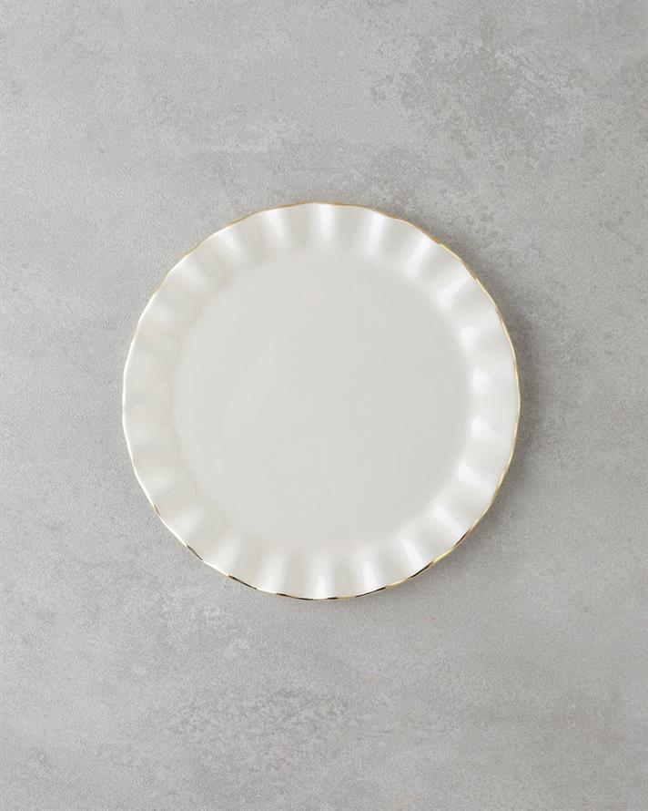 Lustre Cam Pasta Tabağı 20 cm Krem-Gold