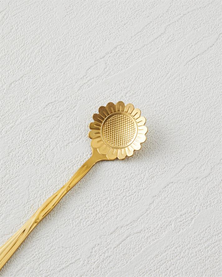 Luxe Flora Paslanmaz Çelik Tatlı Kaşığı 4 Parça Gold
