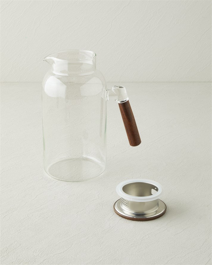 Luxe Timberline Borosilikat-Akasya Sürahi 1800 ml Şeffaf