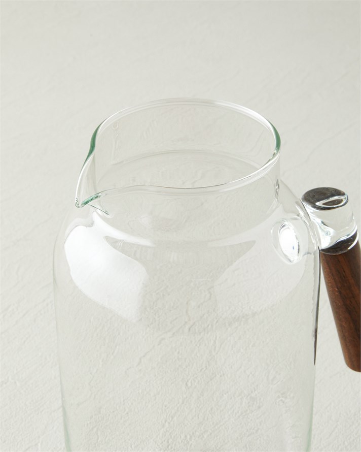 Luxe Timberline Borosilikat-Akasya Sürahi 1800 ml Şeffaf