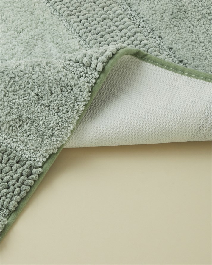 Luxiaa Kaydırmaz Taban Banyo Paspası Seti 60x90 + 40x60 cm Açık Yeşil