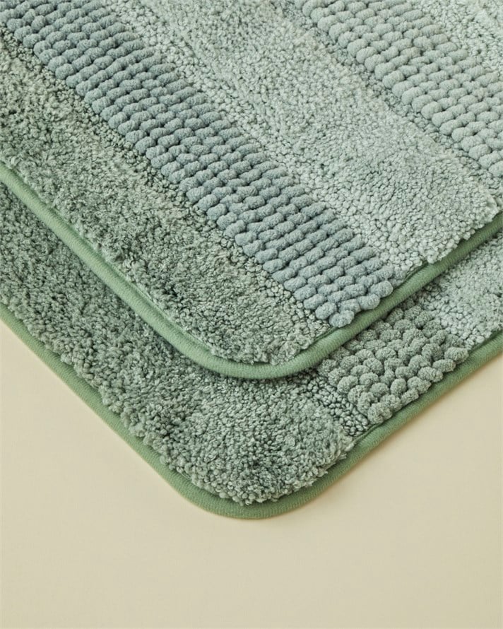 Luxiaa Kaydırmaz Taban Banyo Paspası Seti 60x90 + 40x60 cm Açık Yeşil