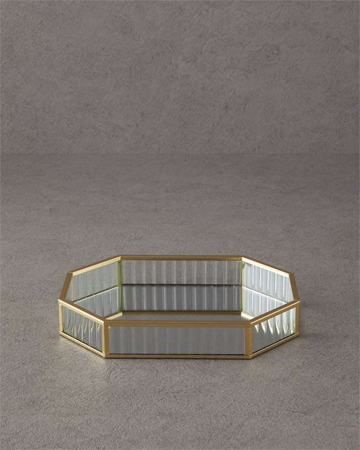 Luxury Cam Dekoratif Tepsi 25x18x4 cm Gold