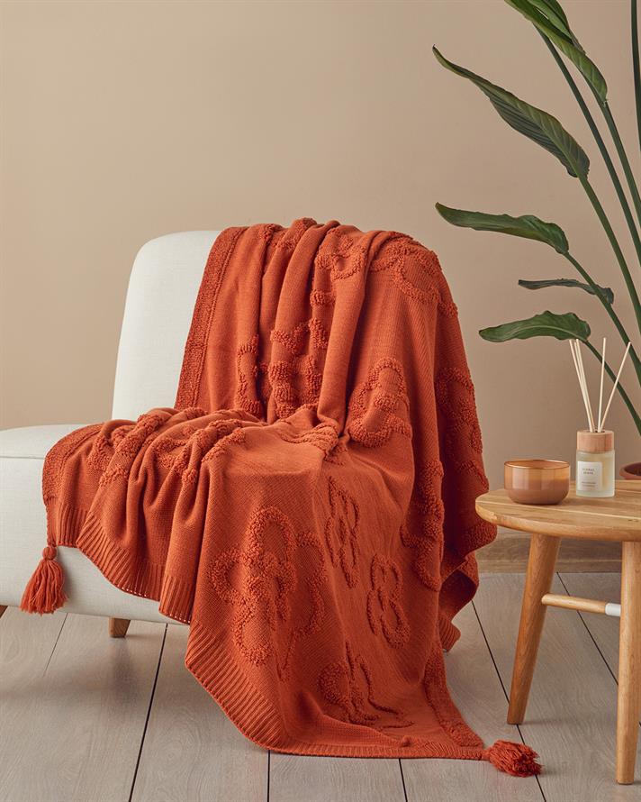 Luxwrap Triko Koltuk Şalı Kiremit