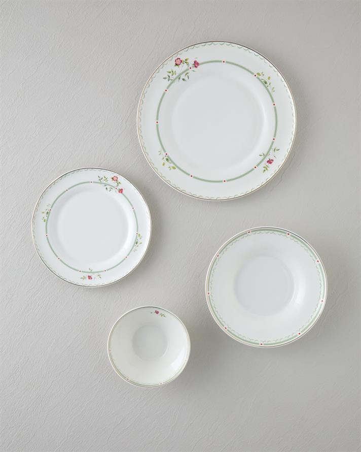 Luz Bone Porselen Yemek Takımı 24 Parça 6 Kişilik Renkli