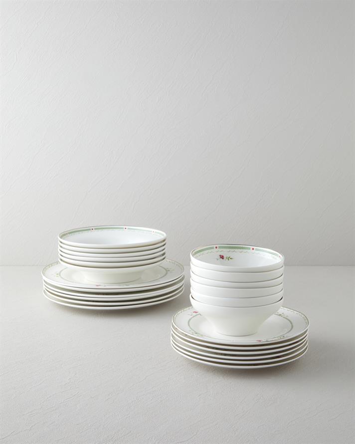 Luz Bone Porselen Yemek Takımı 24 Parça 6 Kişilik Renkli