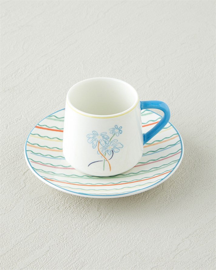 Lyanna New Bone China 4 Parça 2 Kişilik Kahve Fincan Takımı 90 ml Renkli