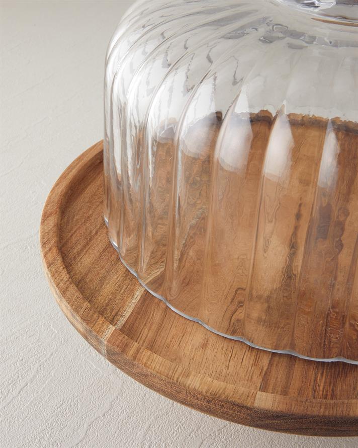 Lydie Akasya-Cam Kek Fanusu 26 cm Şeffaf