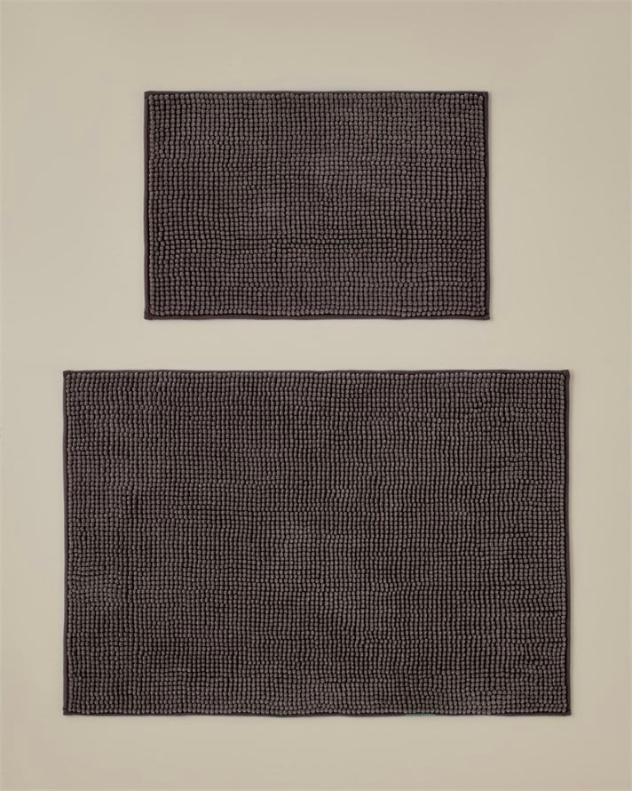 Macaroni Kaydırmaz Taban Banyo Paspası Seti 60x90 + 40x60 cm Kahverengi
