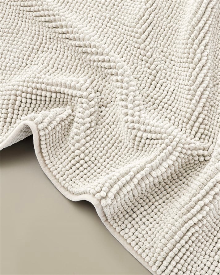 Macaroni Kaydırmaz Taban Banyo Paspası Seti 60x90 + 40x60 cm Ekru