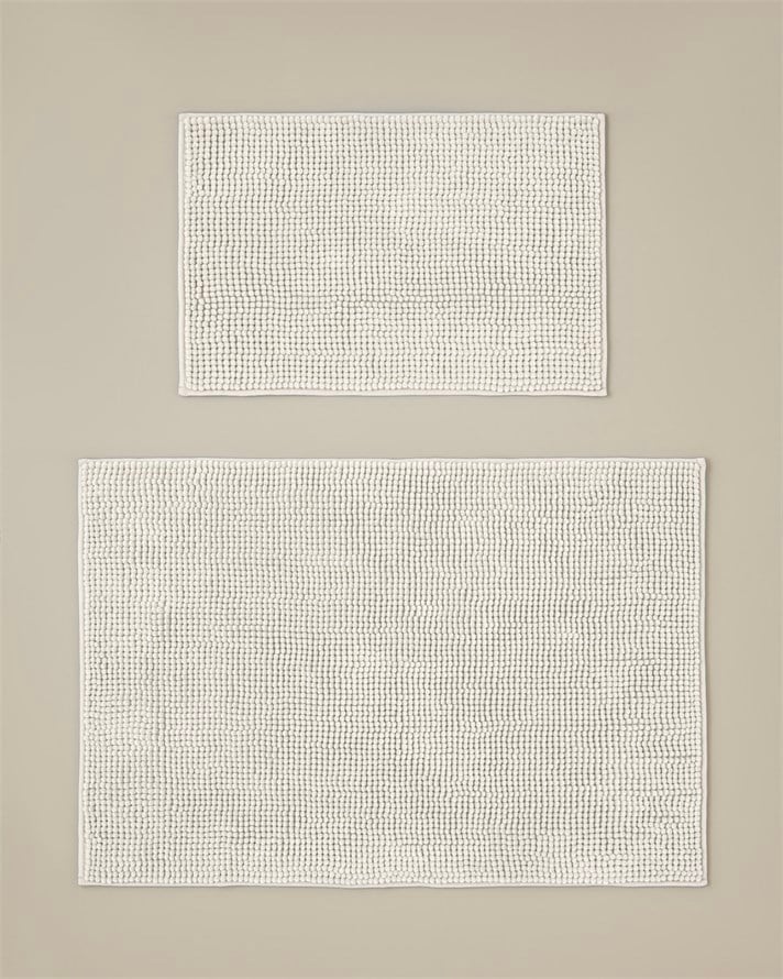Macaroni Kaydırmaz Taban Banyo Paspası Seti 60x90 + 40x60 cm Ekru