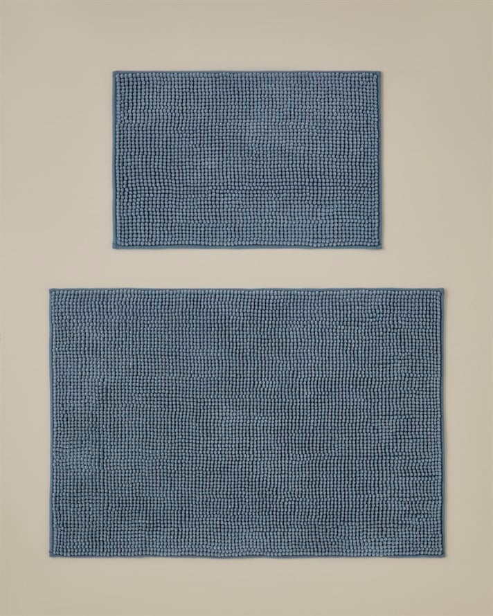 Macaroni Kaydırmaz Taban Banyo Paspası Seti 60x90 + 40x60 cm Mavi