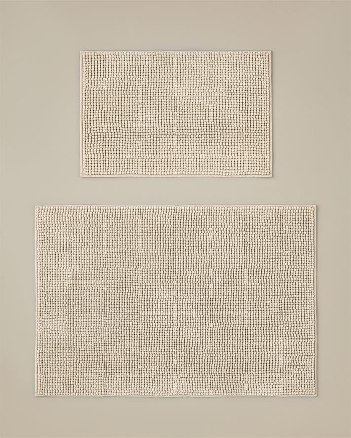 Macaroni Kaydırmaz Taban Banyo Paspası Seti 60x90 + 40x60 cm Bej