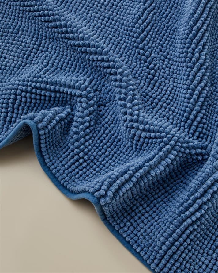 Macaroni Kaydırmaz Taban Banyo Paspası Seti 60x90 + 40x60 cm Mavi