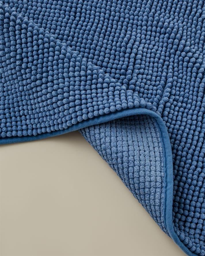 Macaroni Kaydırmaz Taban Banyo Paspası Seti 60x90 + 40x60 cm Mavi