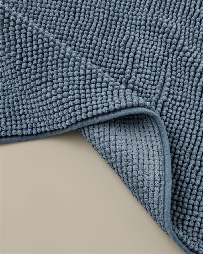 Macaroni Kaydırmaz Taban Banyo Paspası Seti 60x90 + 40x60 cm Mavi