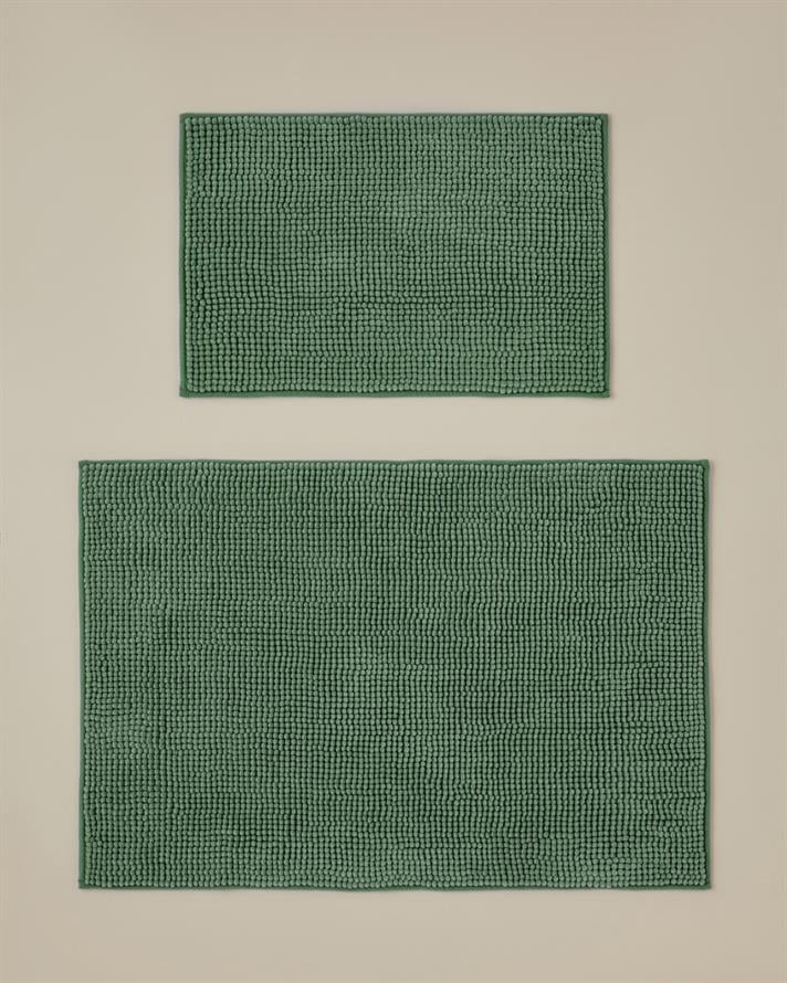 Macaroni Kaydırmaz Taban Banyo Paspası Seti 60x90 + 40x60 cm Yeşil