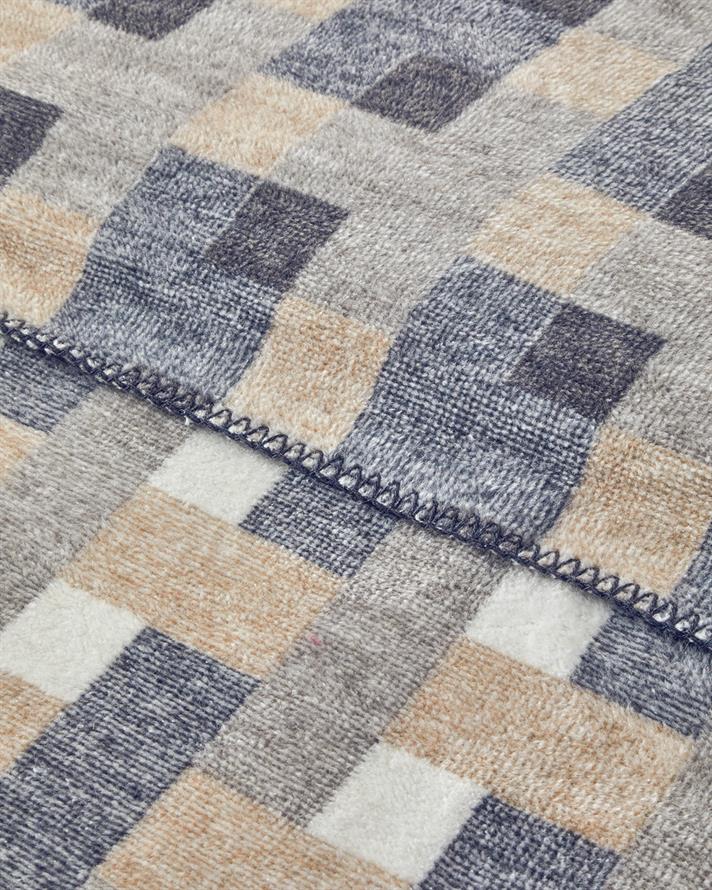 Magnet Pamuklu Tek Kişilik Battaniye 150x200 cm Krem-Gri