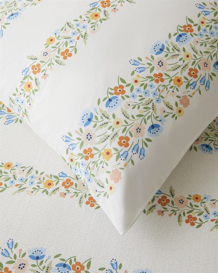 Maisy Baskılı Pamuklu Tek Kişilik Pike Takımı 150x220 cm Mavi