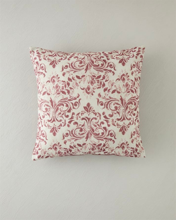 Marbling Dolgulu Kırlent 45x45 cm Bej – Bordo