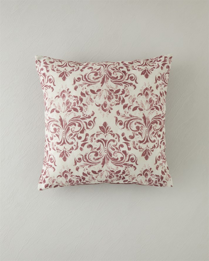 Marbling Dolgulu Kırlent 45x45 cm Bej – Bordo