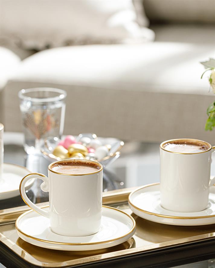 Marella Porselen 12 Parça 6 Kişilik Kahve Fincan Takımı 85 ml Gold