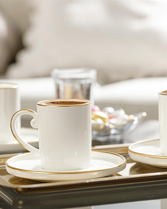 Marella Porselen 12 Parça 6 Kişilik Kahve Fincan Takımı 85 ml Gold