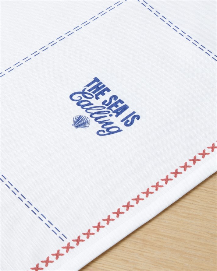 Marin Symphony Runner 40x140 cm Beyaz - Lacivert