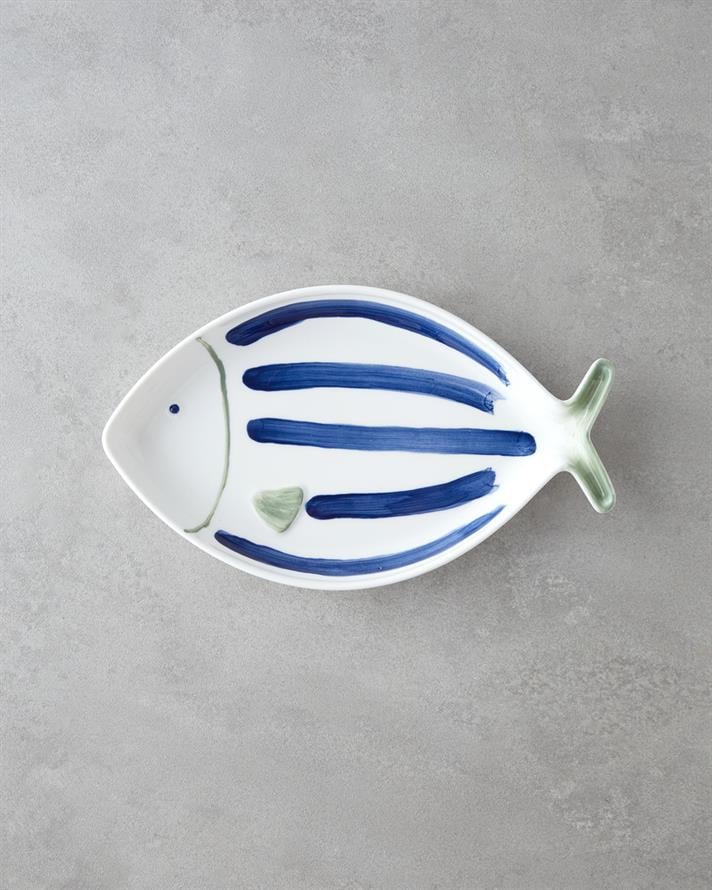 Marinique Porselen Kayık Tabak Mavi-yeşil