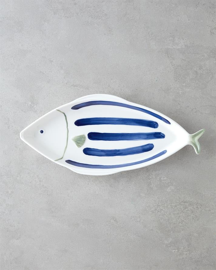 Marinique Porselen Kayık Tabak Mavi-yeşil