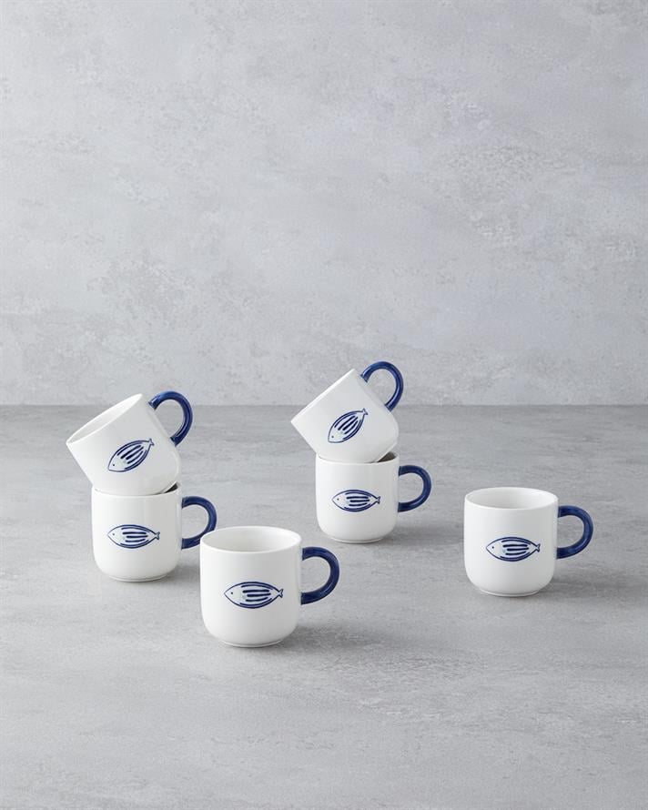 Marinique Stoneware 6lı Kahve Fincan Takımı 130 ml Mavi