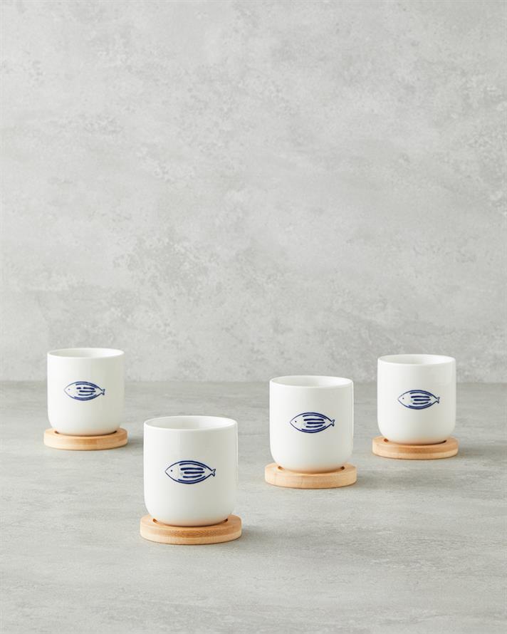 Marinique Stoneware 8 Parça 4 Kişilik Fincan 150 ml Mavi