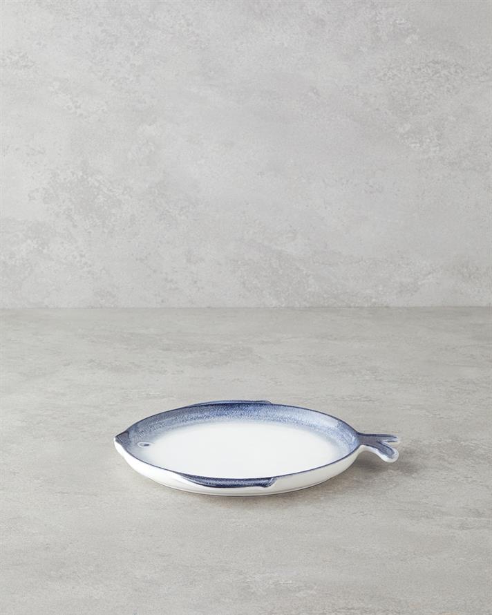 Marinova Porselen Pasta Tabağı 23 cm Mavi-Beyaz