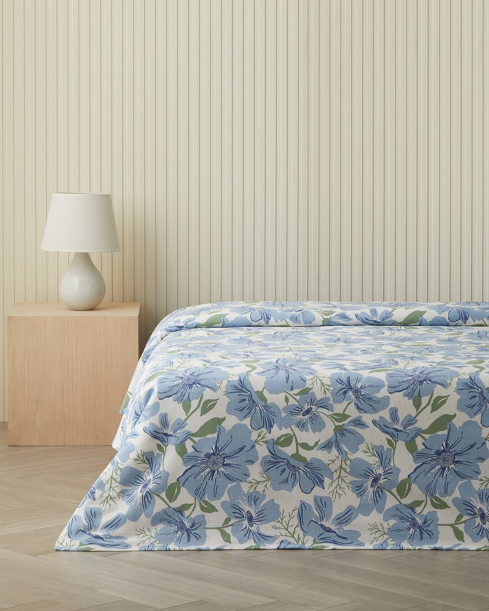 Maris Baskılı Pamuklu Çift Kişilik Pike 200x220 cm Mavi