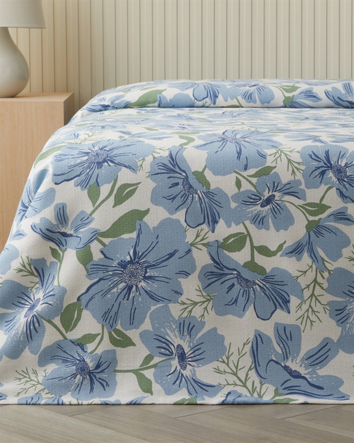 Maris Baskılı Pamuklu Tek Kişilik Pike 150x220 cm Mavi