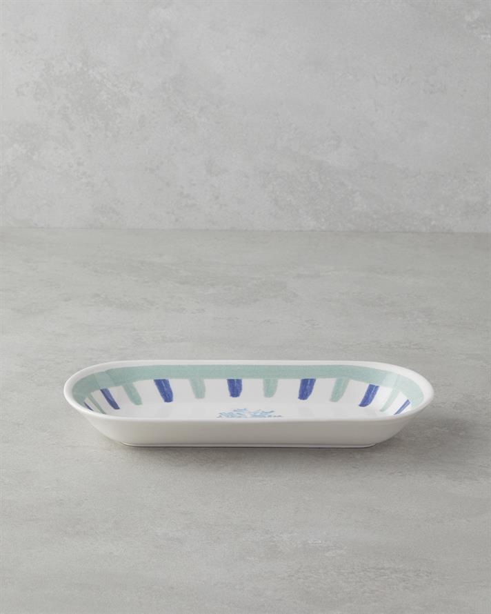 Mariscopia Seramik Kayık Tabak 25 cm Mavi-yeşil