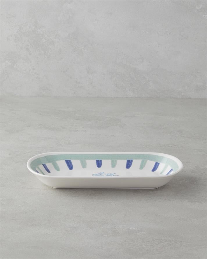 Mariscopia Seramik Kayık Tabak 25 cm Mavi-yeşil