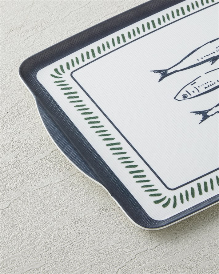 Maritime Melody Melamin Kaydırmaz Tepsi 25x38 cm Beyaz - Lacivert