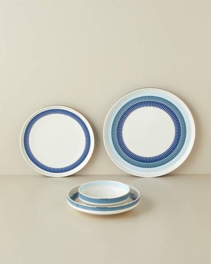 Marivella New Bone China Yemek Takımı 24 Parça 6 Kişilik Mavi