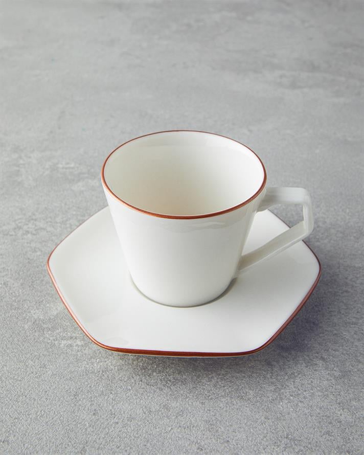 Marlin Bone Porselen Kahve Fincan Takımı 12 Parça 6 Kişilik Rose Gold