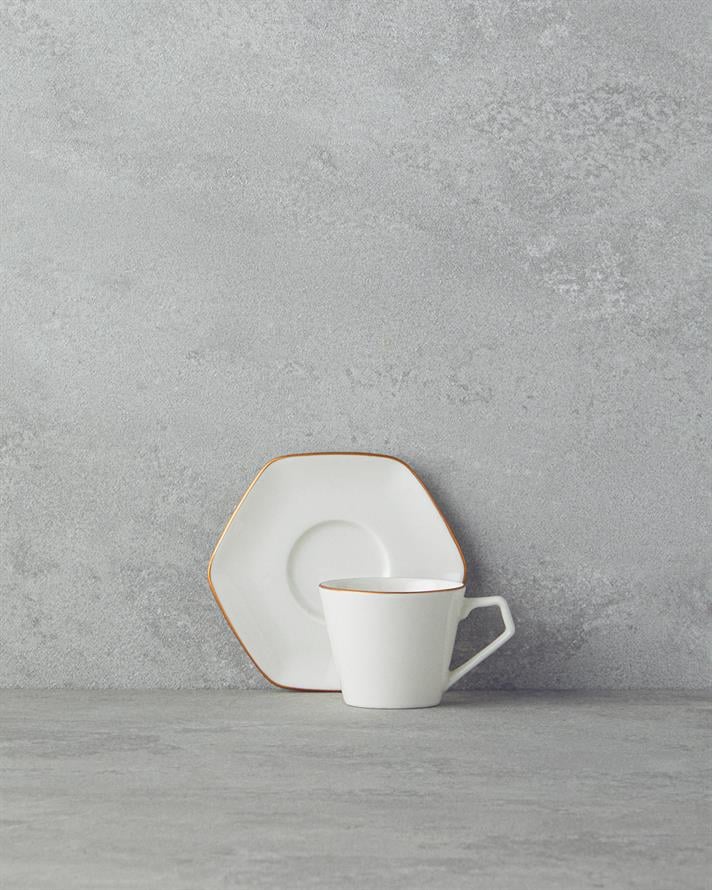 Marlin Bone Porselen Kahve Fincan Takımı 12 Parça 6 Kişilik Gold