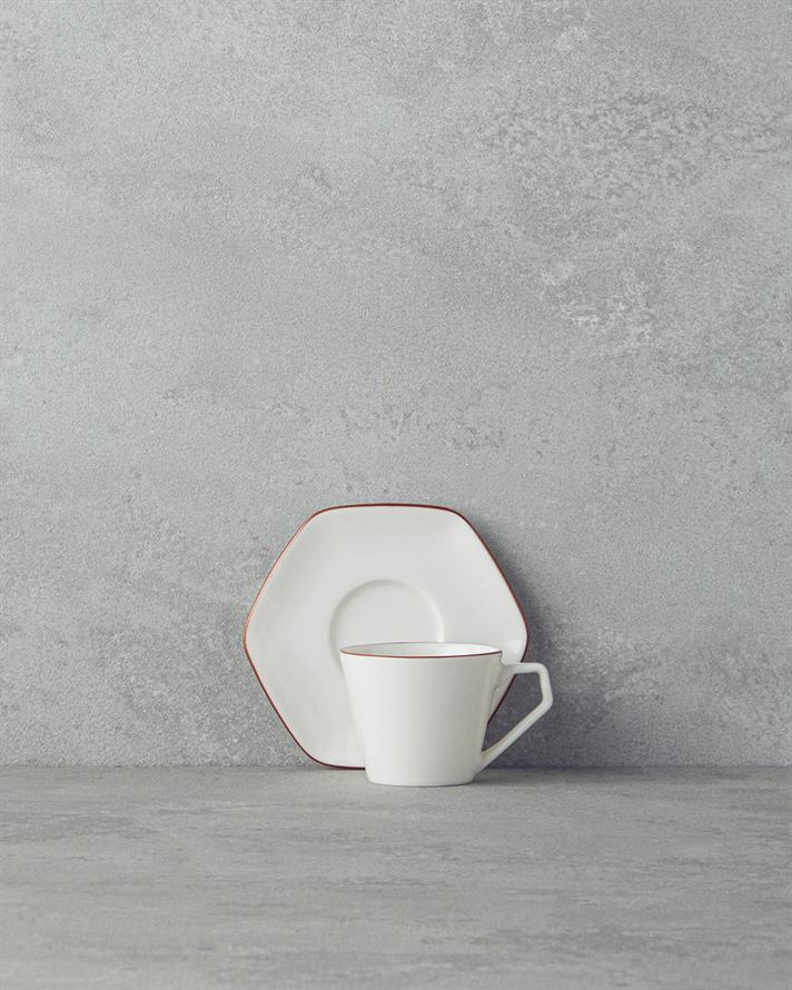 Marlin Bone Porselen Kahve Fincan Takımı 12 Parça 6 Kişilik Rose Gold