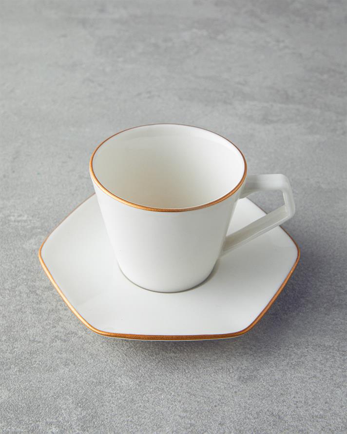 Marlin Bone Porselen Kahve Fincan Takımı 12 Parça 6 Kişilik Gold