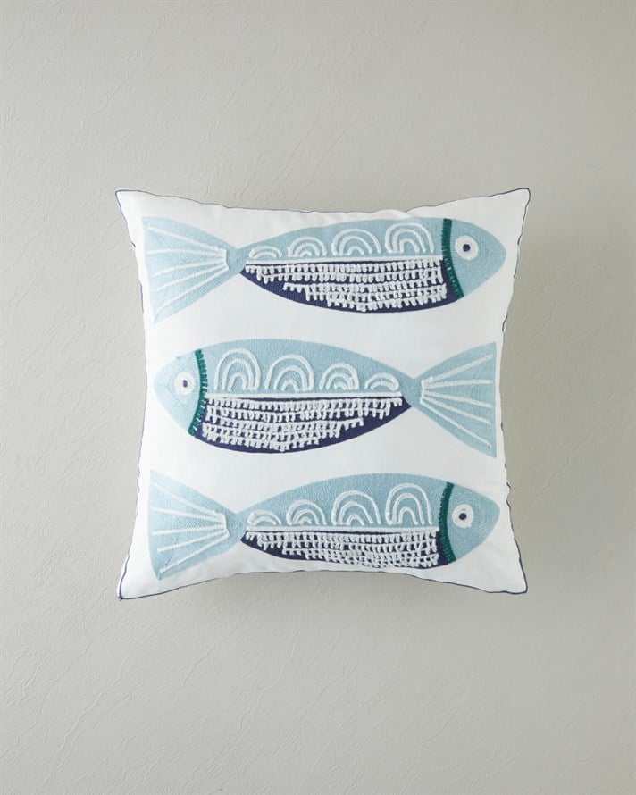 Marlin Kırlent Kılıfı 45x45 cm Mavi-Bej