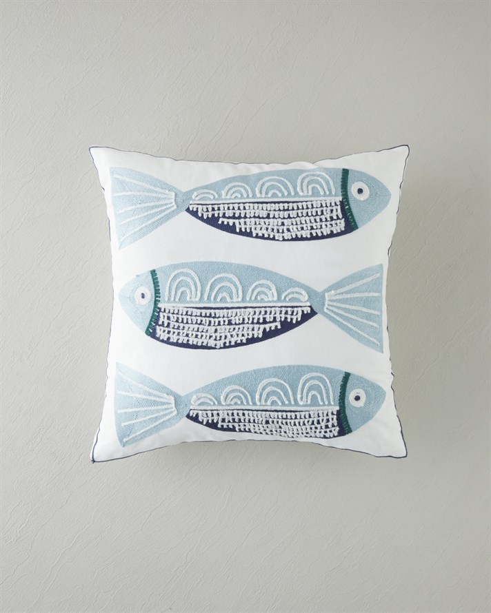 Marlin Kırlent Kılıfı 45x45 cm Mavi-Bej