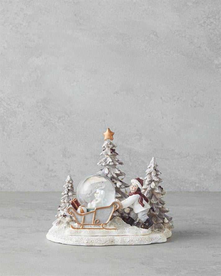 Marva Yılbaşı Kar Küresi 12,5x16x14,5 cm Beyaz