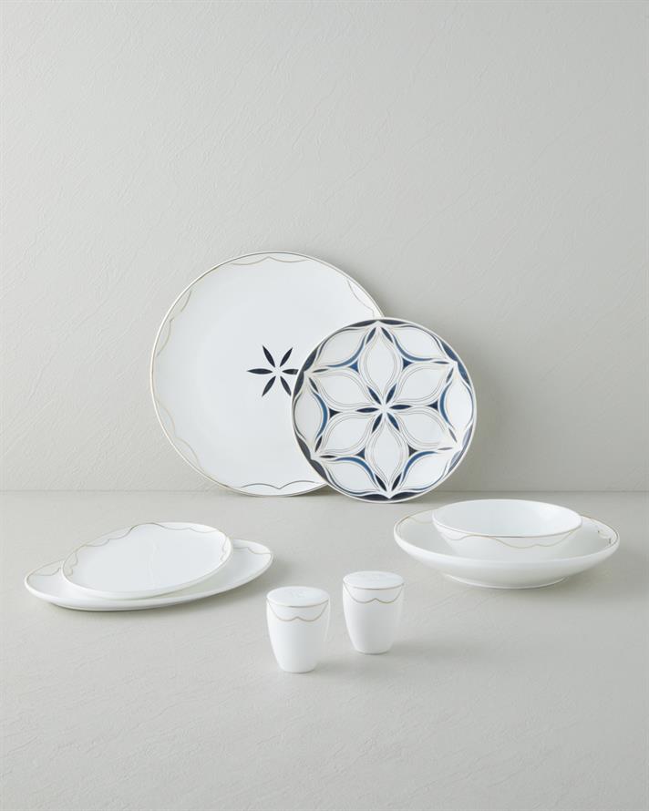 Marvelous Bone Porselen Yemek Takımı 54 Parça 12 Kişilik Lacivert