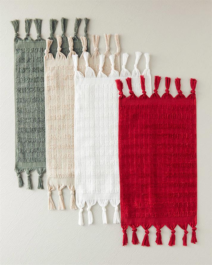 Marvin Pamuklu Saçaklı El Havlusu 30x45 cm Ekru