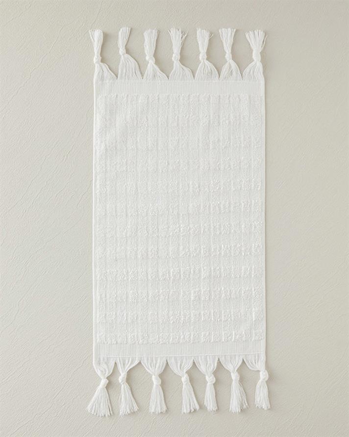 Marvin Pamuklu Saçaklı El Havlusu 30x45 cm Ekru