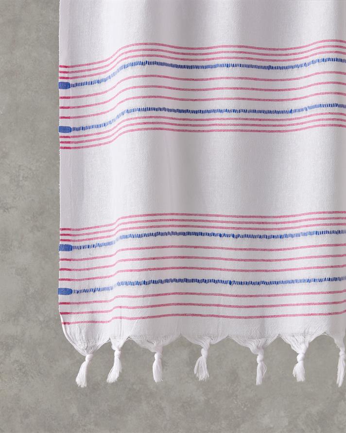 Mayra Rejenere Çizgili Peştamal 90x150 cm Fuşya-Mavi